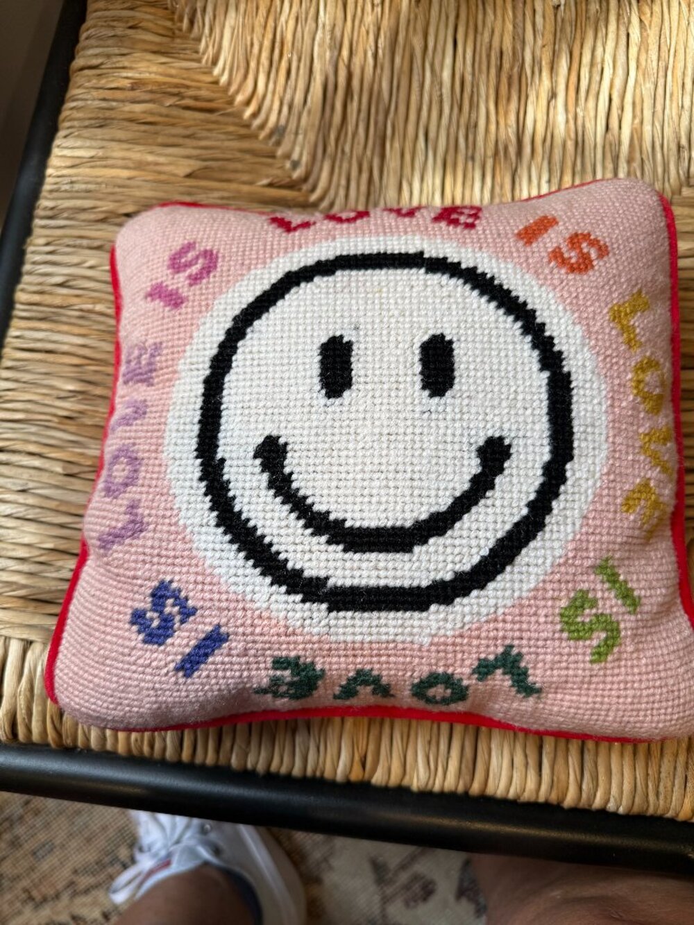 Mark & Graham "Love is Love" needlepoint accent pillow